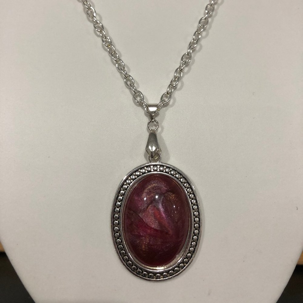NEW Cranberry red pendant in silver setting